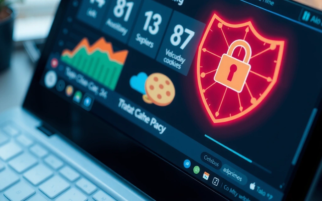 Ilustrație cu un cadru de protecție digitală care înconjoară date, simbolizând securitatea și confidențialitatea online.