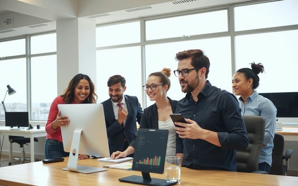 Echipa adprime discutând strategii de marketing