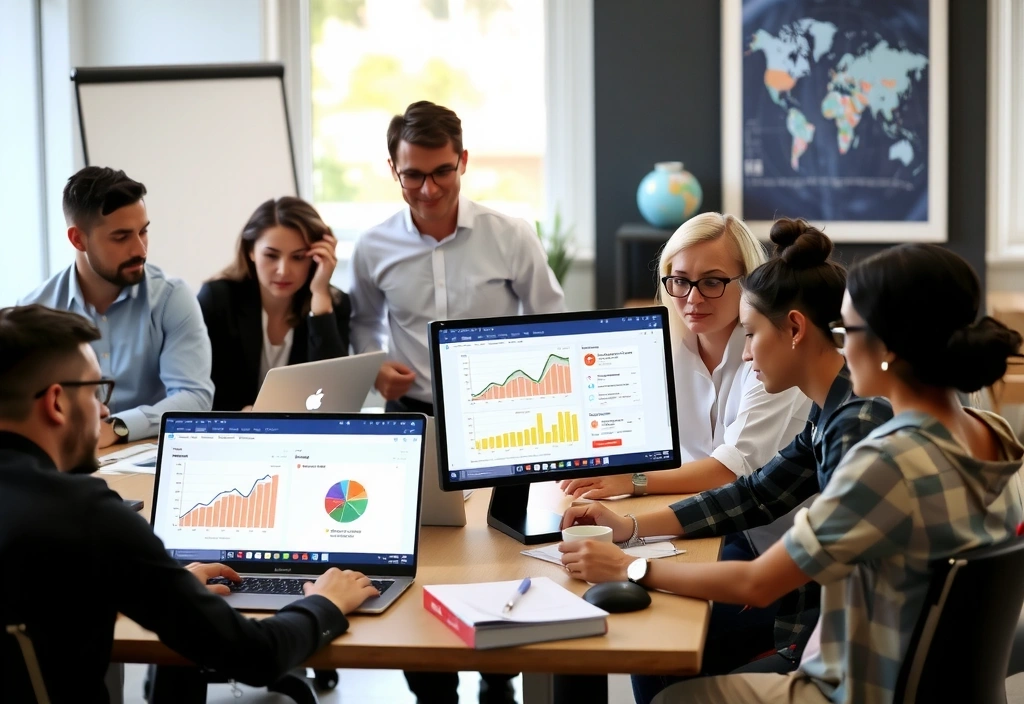 Echipa adprime lucrând la strategii digitale