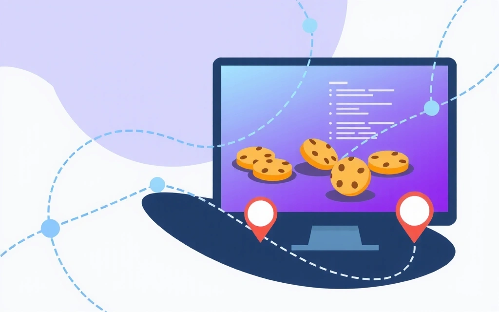 Ilustrație conceptuală a modulelor cookie reprezentate ca fișiere digitale mici pe un ecran de computer