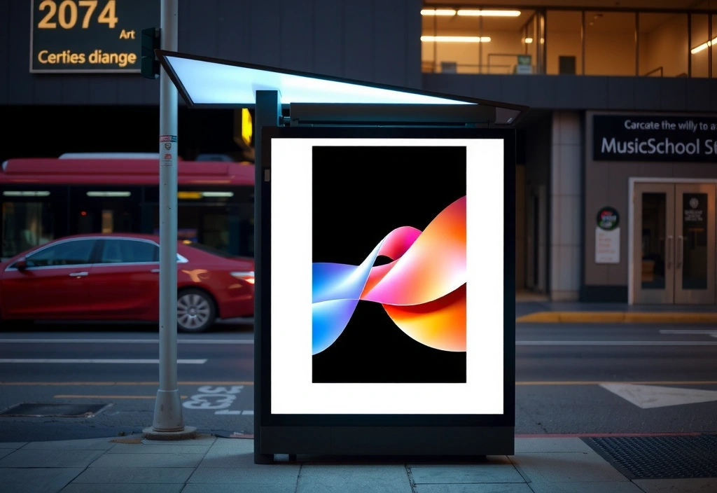 Publicitate pe stație de autobuz modernă