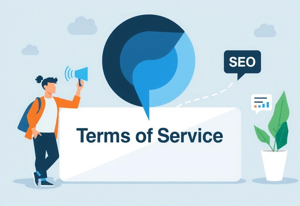 Imagine care ilustrează serviciile de marketing digital cu pictograme reprezentând SEO, social media, publicitate online.